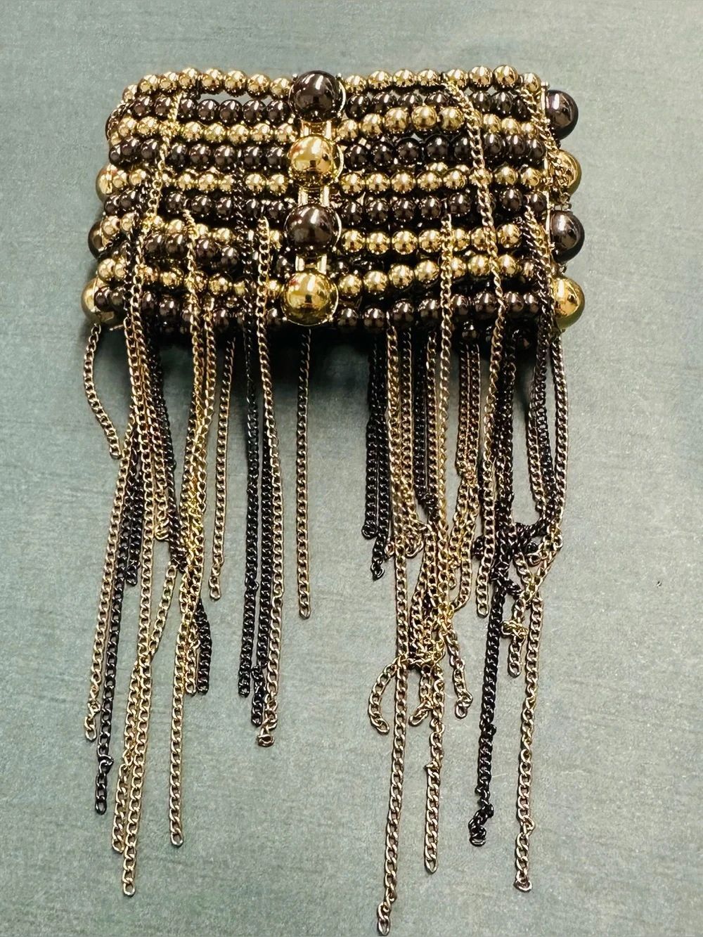 Gray Gold Beaded Stacked Stretch Bracelet  B12